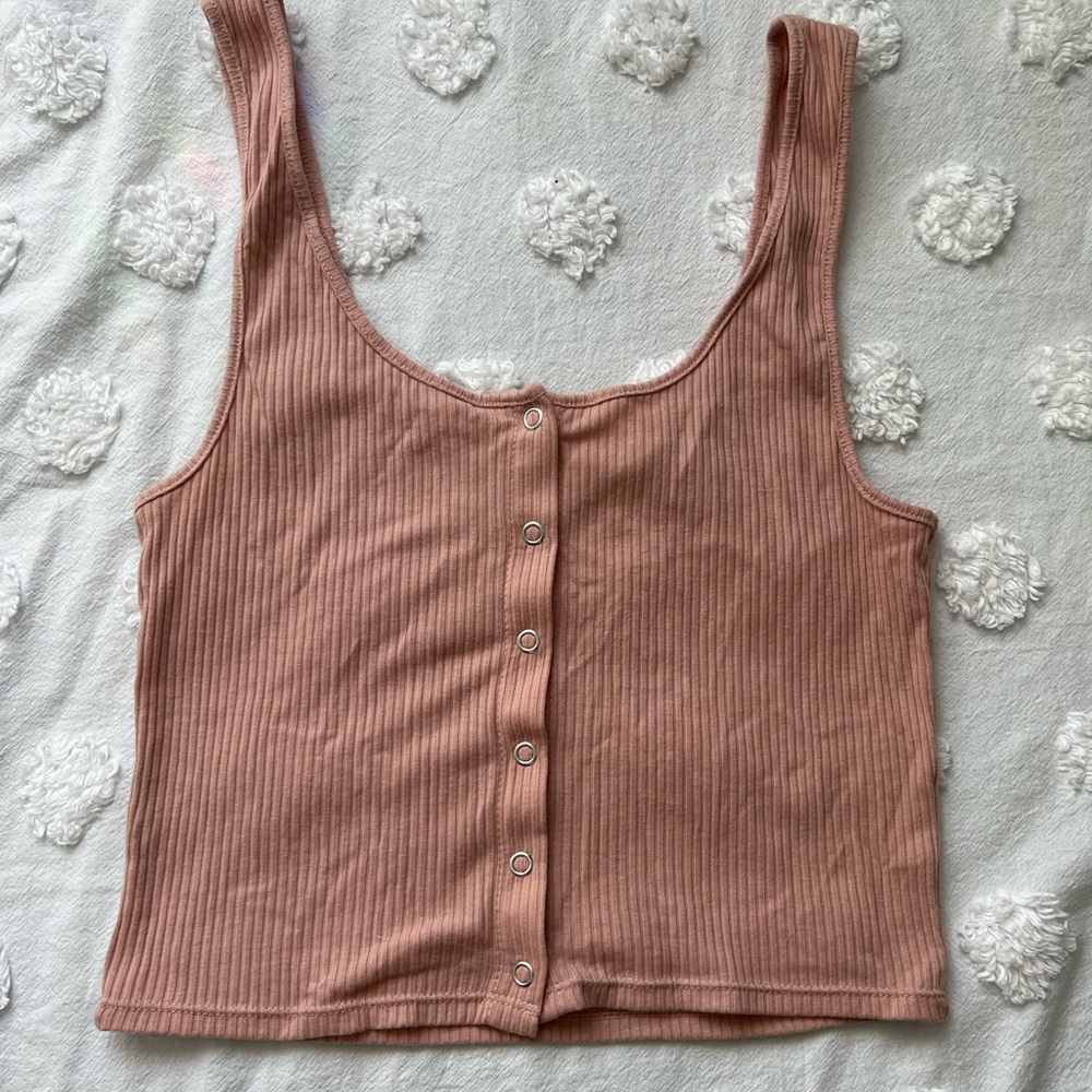 Light pink button down tank top